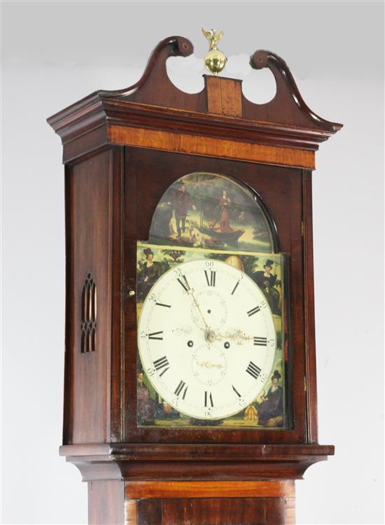 G. McGill, Paisley. An early 19th century Scottish banded mahogany eight day longcase clock, 7ft 5in.